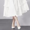 Women's Orange Flowy Pleated Dress Ruffled Hem Chiffon Maxi Summer Boho Dresses