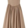 Women’S Dress Temperament Slim Summer Long Suspender V Neck Casual Adjustable Shoulder Strap Big Swing A Line Dresses