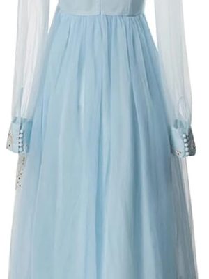 Women's Vintage Floral Embroidery Sequins Net Yarn Dress Flowy Maxi Party Evening Dresses