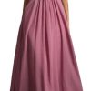 Women's One-Shoulder V-Neck Evening Dress Pleated Chiffon Long Ball Gown Party Formal Wear