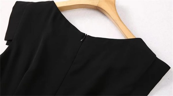 Women Spring Summer O-Neck Sleeveless Embroidery Commuter Office Pretty Slim Dress