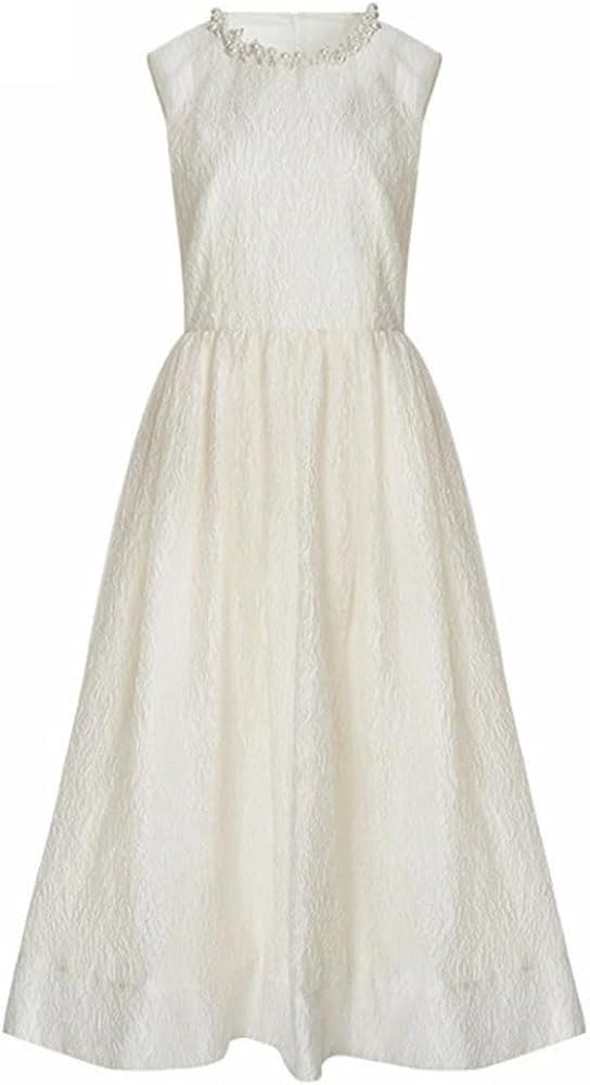 Women Elegant Dresses Vintage Classic Pearl Slim Fit Long Evening Formal Dress