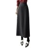 Women Vintage Solid Bodycon Split Wrap Wool Skirt Straight Retro High Waist Long Winter Skirts