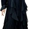 Women's Party Dress Maxi Ruffles Pleated Round Neck Flare Sleeves Solid Lace Up Dress