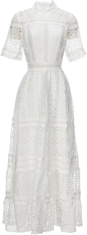 Casual Elegant Vintage Women's Net Yarn DressSequined Tassel Cascading Ruffle Dress Summer Maxi Party Ball Evening Gown