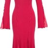 Women's Sexy Bodycon Dresses Knitted Dress Long Fishtail Skirt Elegant Trumpet Sleeve Party Evening Dress