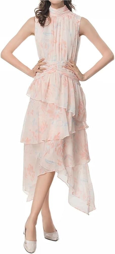 Summer Bohemian Elegant Beach Vacation Dresses Cascading Ruffle Chiffon Maxi Dress Women Casual Floral Print Flowing Long