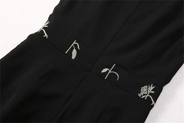 Women Spring Summer O-Neck Sleeveless Embroidery Commuter Office Pretty Slim Dress