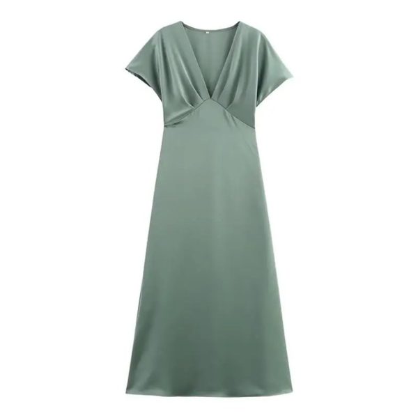 Women's Slim V-Neck Street Holiday Long Skirt, Young and Comfortable Dress