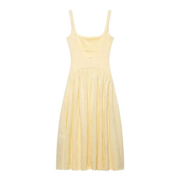 Women Pleated Slip Midi Party Long for Straps Beach Female Dresses