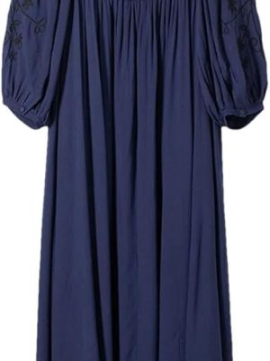 Embroidered Bohemian Midi Dress Women Deep Collar Backless Vacation Beach Dresses for Summer Casual Outfits