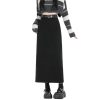 Women High Waist Straight Long Pencil Vintage Woolen Midi Skirts