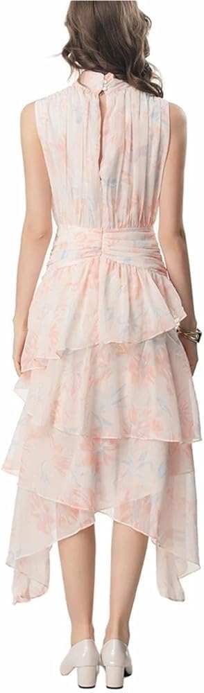 Summer Bohemian Elegant Beach Vacation Dresses Cascading Ruffle Chiffon Maxi Dress Women Casual Floral Print Flowing Long