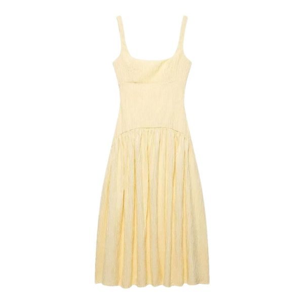 Women Pleated Slip Midi Party Long for Straps Beach Female Dresses