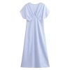 Women's Slim V-Neck Street Holiday Long Skirt, Young and Comfortable Dress