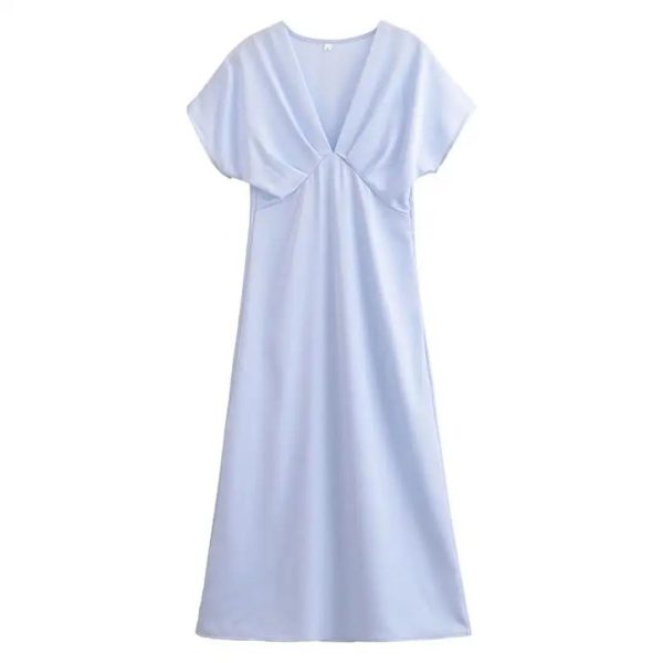 Women's Slim V-Neck Street Holiday Long Skirt, Young and Comfortable Dress