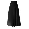 Women Vintage Solid High Waist Long Pleated Skirt Elegant Office Wear A-Line Ladies Skirts