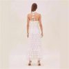 Handmade Embroidery Halter Hollow Long DressWomens Australian Summer Maxi Dress Casual Gown Bohemian Beach Skirt