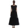 Womens Luxury Pleated Tulle Skirt, Black Grey Soft Mesh High Waist Maxi Long Skirts