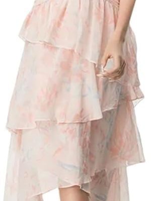 Summer Bohemian Elegant Beach Vacation Dresses Cascading Ruffle Chiffon Maxi Dress Women Casual Floral Print Flowing Long