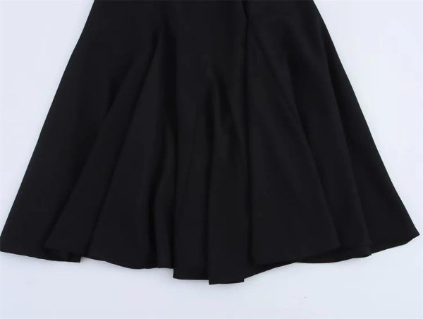 Women's Spring Summer Square Collar Sleeveless Sling A-Line Loose Hem Midi Chic Long Skirt Classic Dress