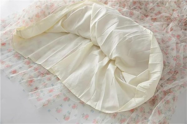 Women's Bohemian Casual Floral Print Dress Cascading Ruffle Net Yarn Sleeveless Summer Beach Dresses
