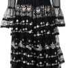 Women's Casual Vacation Dress Embroidery Sequins Net Yarn Cascading Ruffle Maxi Beach Party Dresses