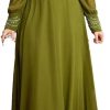 Women's Plus Size Embroidery Patchwork High Waist Maxi Dress V-Neck Lantern Sleeve Loose Fit Party Dresses
