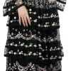Women's Casual Vacation Dress Embroidery Sequins Net Yarn Cascading Ruffle Maxi Beach Party Dresses
