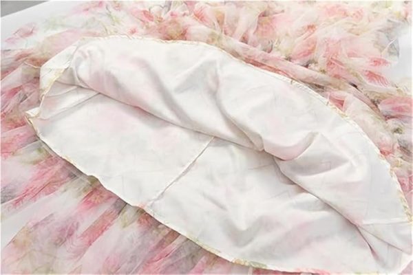 Women's Bohemian Floral Print Beach Dress Ruffle Net Yarn Flutter Cascading Wedding Guest Maxi Dresses