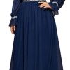 Women's Plus Size Elegant Maxi Dress for Formal Event Sequined Ribbon Pleated Chiffon Party Dress