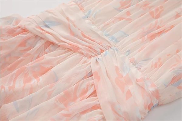 Summer Bohemian Elegant Beach Vacation Dresses Cascading Ruffle Chiffon Maxi Dress Women Casual Floral Print Flowing Long