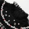 Women's Bohemian Floral Embroidery Maxi Dress Sequins Net Yarn Cascading Ruffle Wedding Guest Dresses