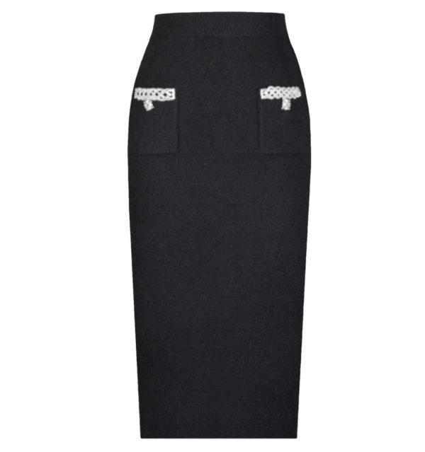 Women's Slimming Spliced Button Skirt Set - Round Neck Sleeve Top & High Waist Skirt Set