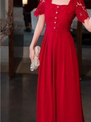 Women's Summer Lace Patchwork Dress Chic One Piece A-Line Holiday Vacation Party Midi Dresses