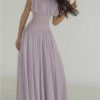 Cap Sleeves Chiffon A Line Long Party Dress for Women O Neck Spring Summer Chic Evening Gowns