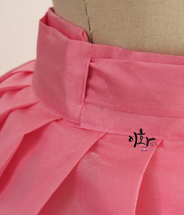 Handmade Luxury Traditional Korean Pink Skirt Hanbok Dress