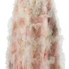 Women's Bohemian Floral Print Beach Dress Ruffle Net Yarn Flutter Cascading Wedding Guest Maxi Dresses