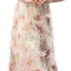 Women's Bohemian Floral Beach Dress Ruffle Net Yarn Flutter Sleeve Cascading Maxi Vacation Dresses