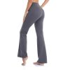 Women's Flare Leggings, Trendy Crossover Yoga Pants, High Waist Casual Workout Bell Bottom Leggings with Pockets