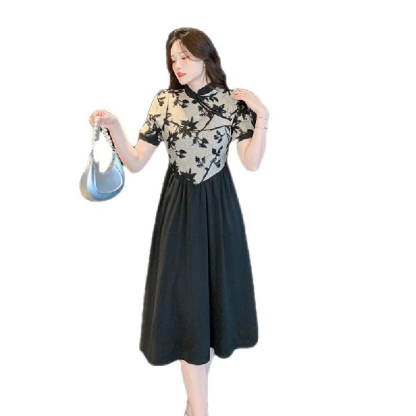 Chinese style retro modified cheongsam floral dress temperament long skirt