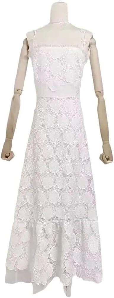 Handmade Embroidery Halter Hollow Long DressWomens Australian Summer Maxi Dress Casual Gown Bohemian Beach Skirt