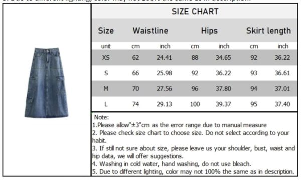 Women Wearing Streetwear High Waist Pocket Design Long Denim Skirt