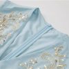 Women's Vintage Floral Embroidery Sequins Net Yarn Dress Flowy Maxi Party Evening Dresses