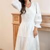 Classic Lace Maxi Dress Women Bohemian Hollow Out A Line Skirt Elegant White Casual Long Dresses