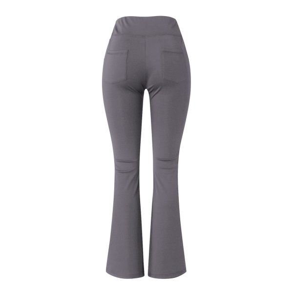 Women's Flare Leggings, Trendy Crossover Yoga Pants, High Waist Casual Workout Bell Bottom Leggings with Pockets