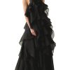 Women Sexy Spliced Ruffles Backless Loose Strapless Sleeveless Patchwork Flowers Long Dress