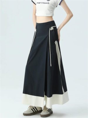 Women's Cargo Skirt Y2k Elegant Streetwear A-Line Long Harajuku Korean Vintage High Waist Skirts
