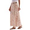Women's 100% Linen A-line Maxi Skirt with Matching Belt Summer Casual