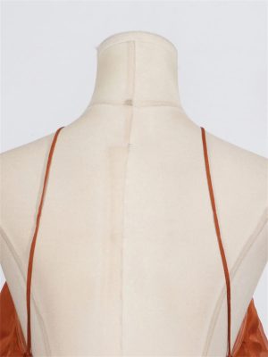 Women Camisole Sleeveless Backless Spliced Appliques High Waist Long Solid Retro Slimming Elegant Dress